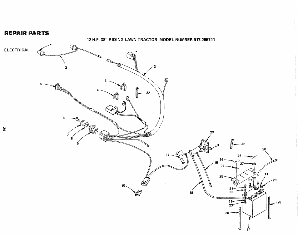 Repaflr parts | Sears 917.255741 User Manual | Page 24 / 44