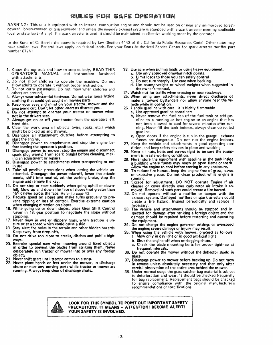 Fop safe opepâtioü | Sears 917.255741 User Manual | Page 3 / 44