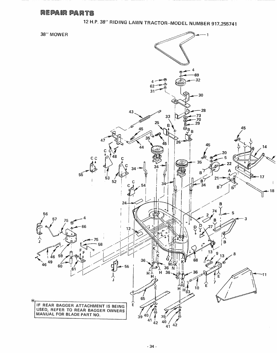 38" mower | Sears 917.255741 User Manual | Page 34 / 44