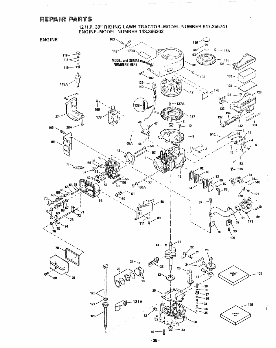 Parts | Sears 917.255741 User Manual | Page 38 / 44