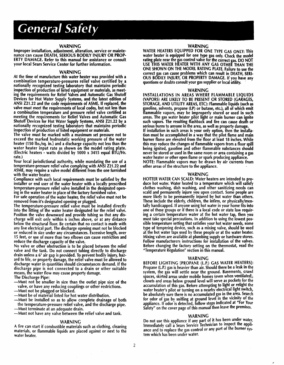 General safety | Sears 153.33535 User Manual | Page 2 / 32