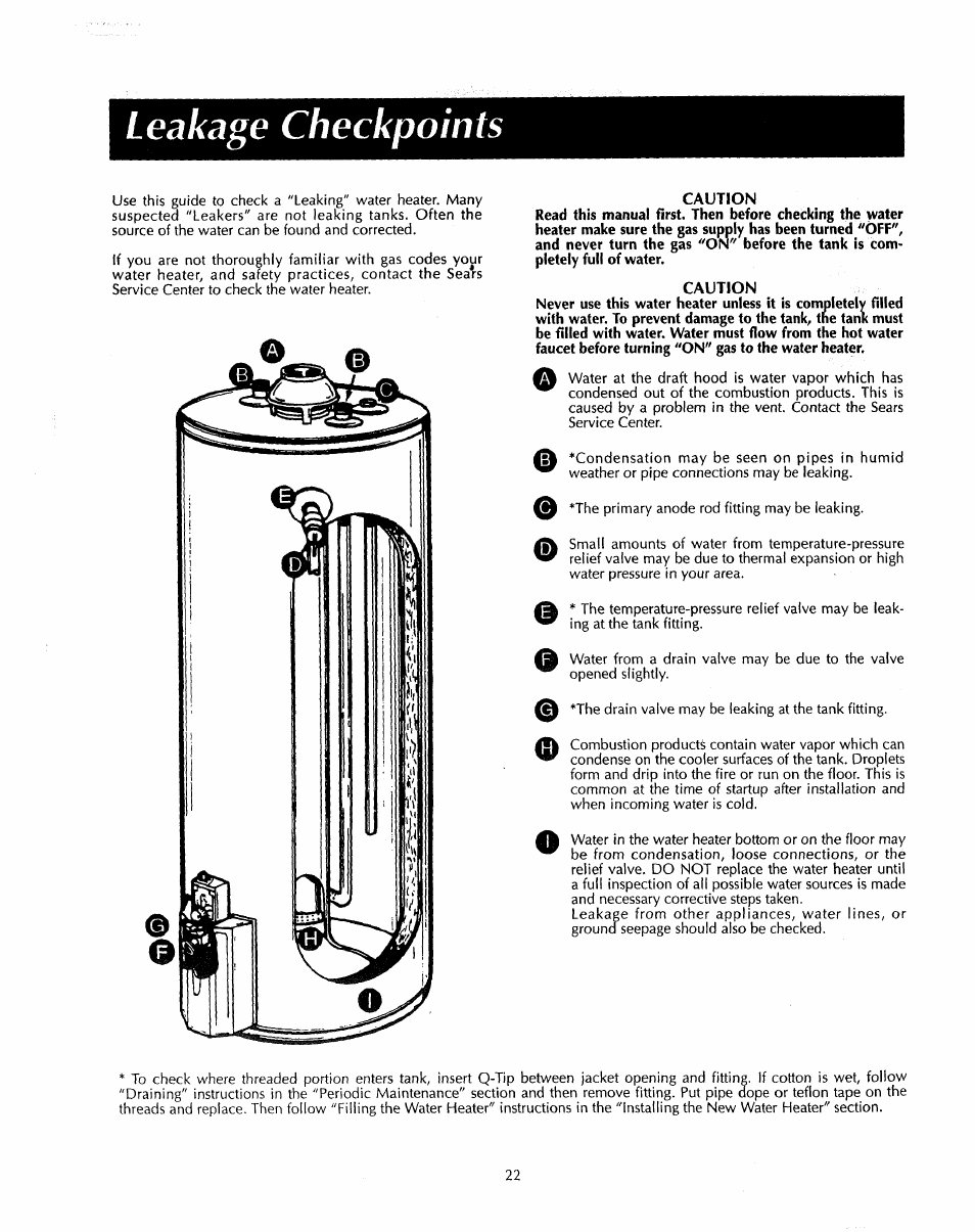 Leakage checkpoints | Sears 153.33535 User Manual | Page 22 / 32