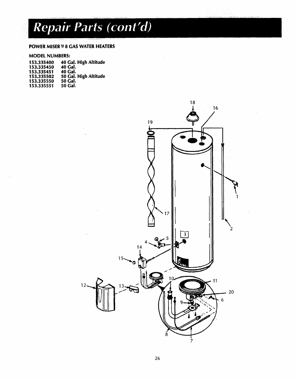 Repair parts (contad) | Sears 153.33535 User Manual | Page 26 / 32