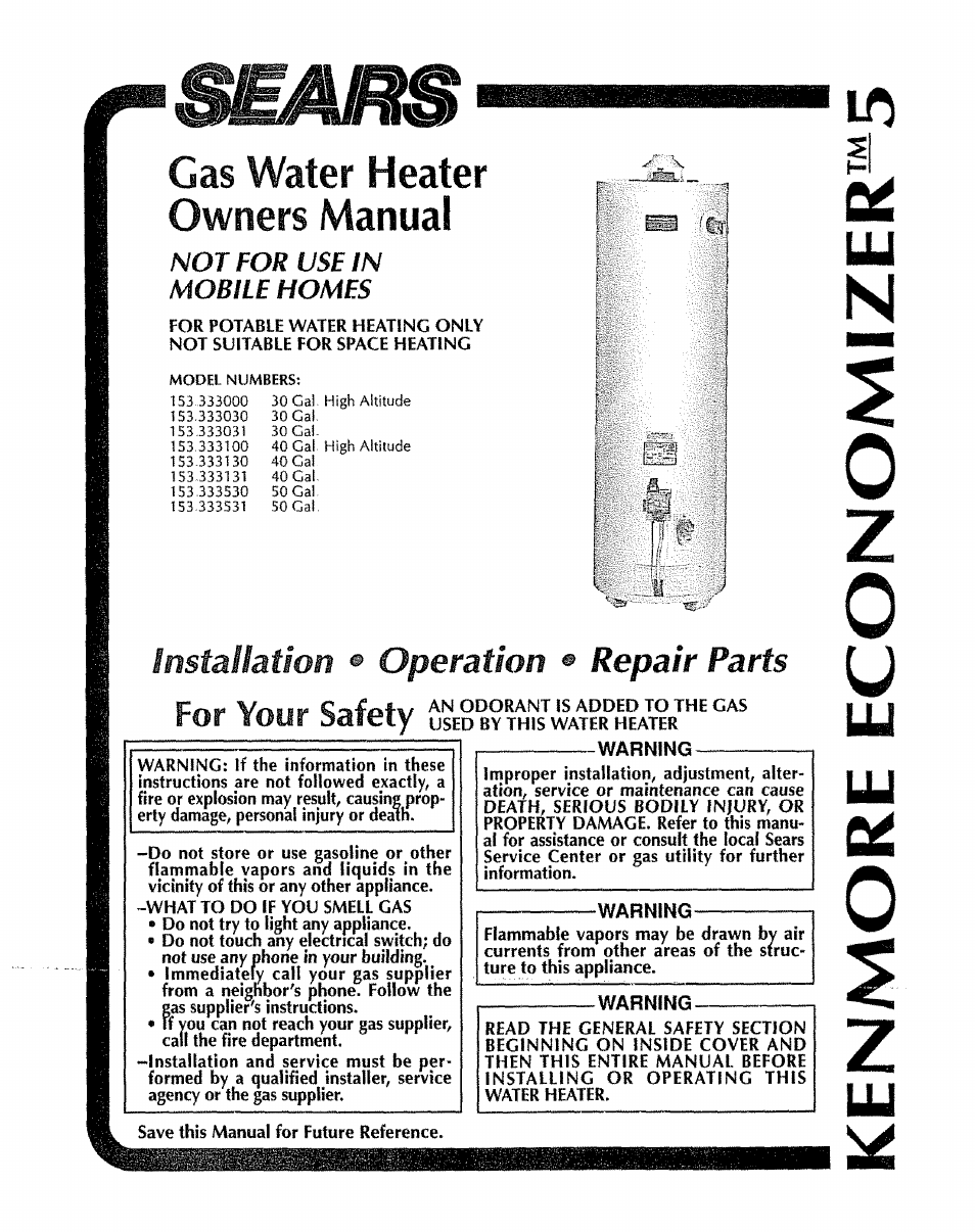 Sears 153333531 User Manual | 28 pages