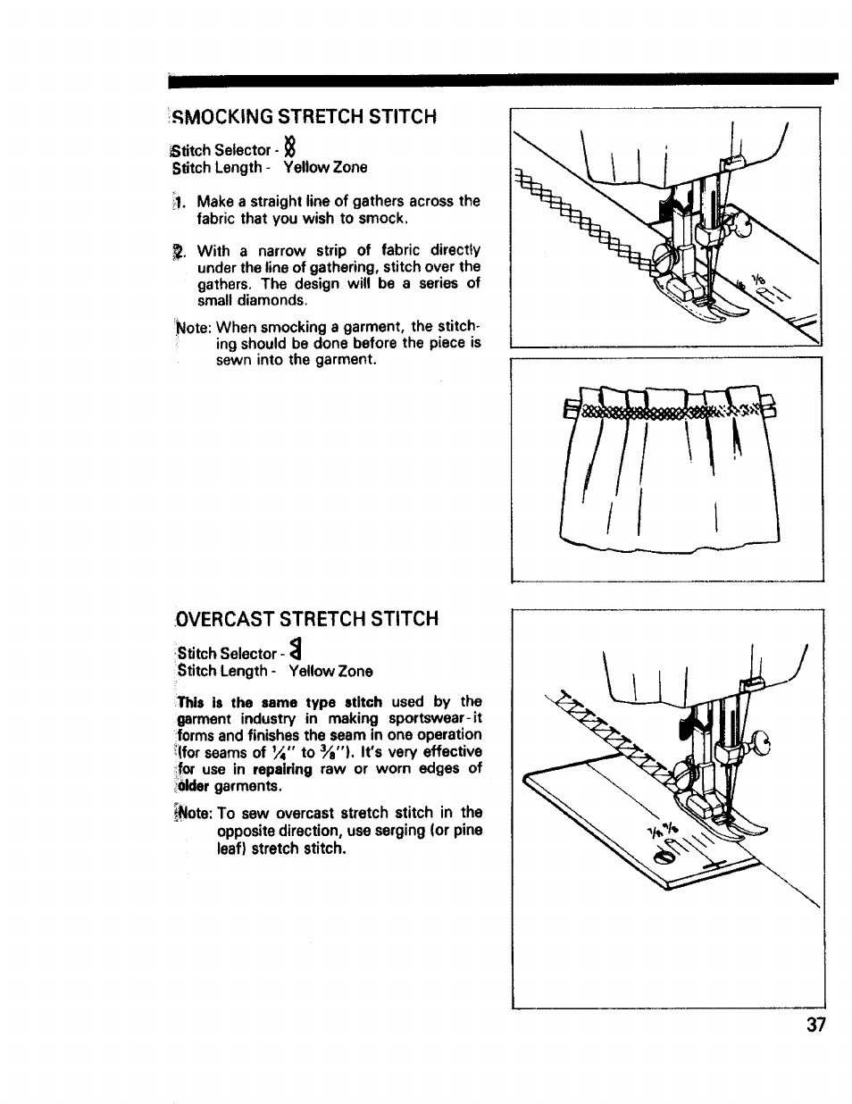 Rsmocking stretch stitch, Overcast stretch stitch | Sears 1345 User Manual | Page 38 / 50