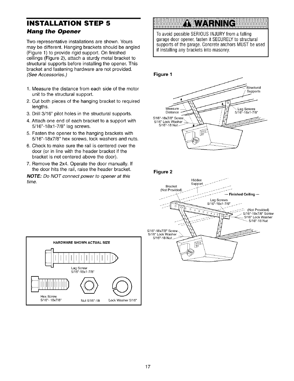 Ik warning, Installation step 5 | Sears 139.53975SRT1 User Manual | Page 17 / 76