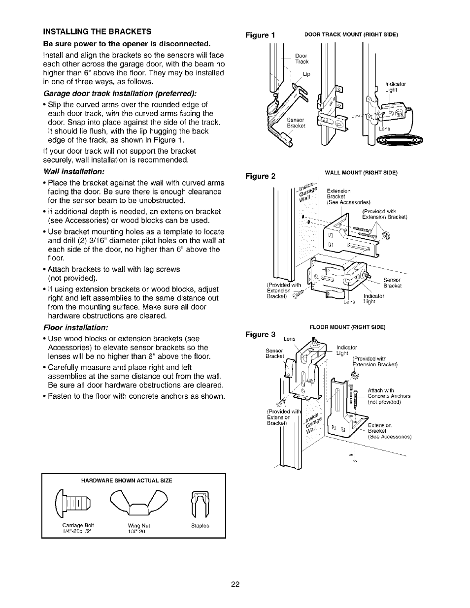 Installing the brackets, Figure 1 | Sears 139.53975SRT1 User Manual | Page 22 / 76