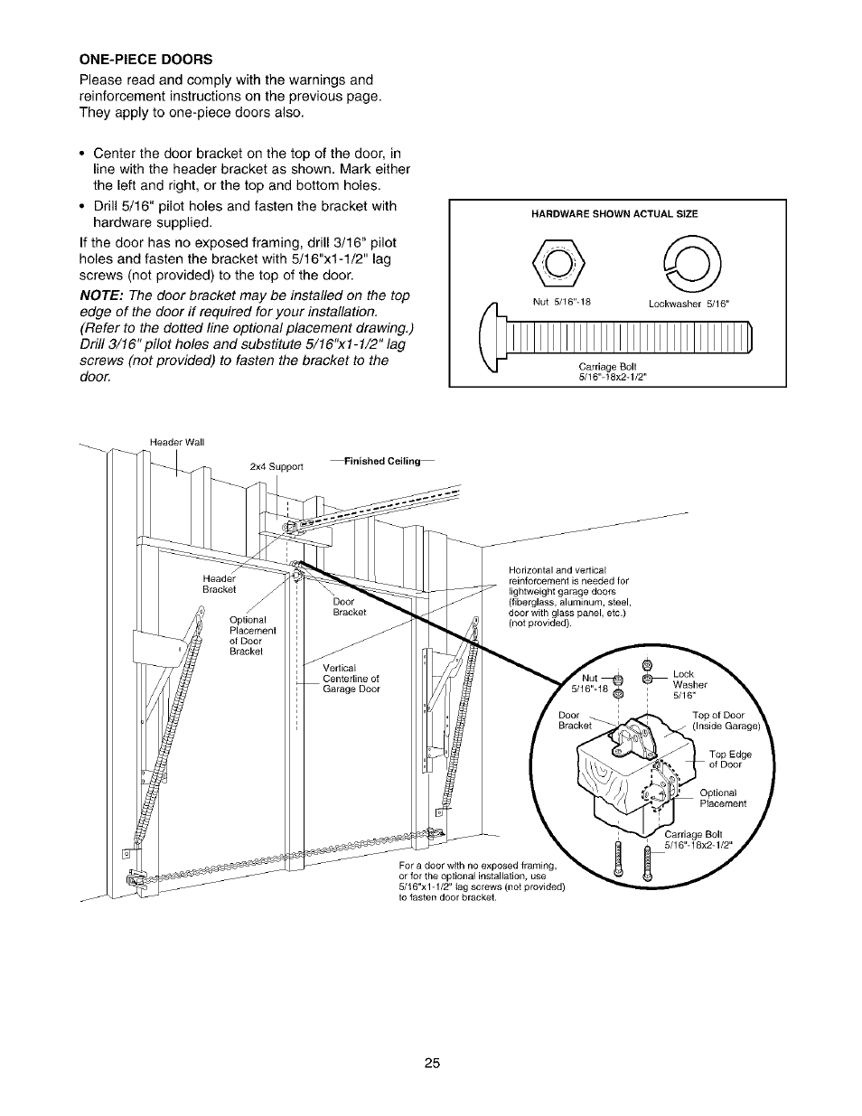 One-piece doors | Sears 139.53975SRT1 User Manual | Page 25 / 76
