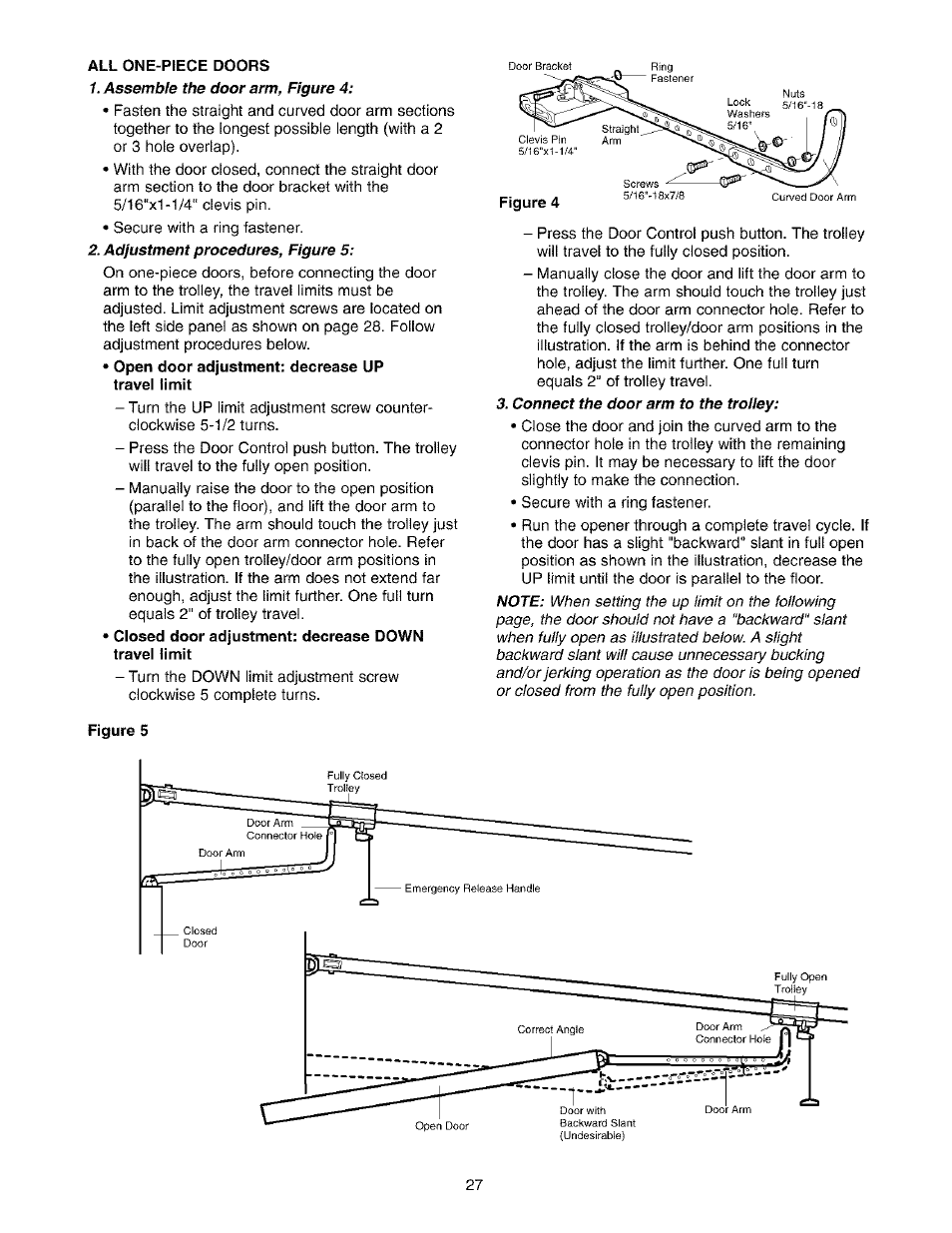 All one-piece doors, Figure 5 | Sears 139.53975SRT1 User Manual | Page 27 / 76