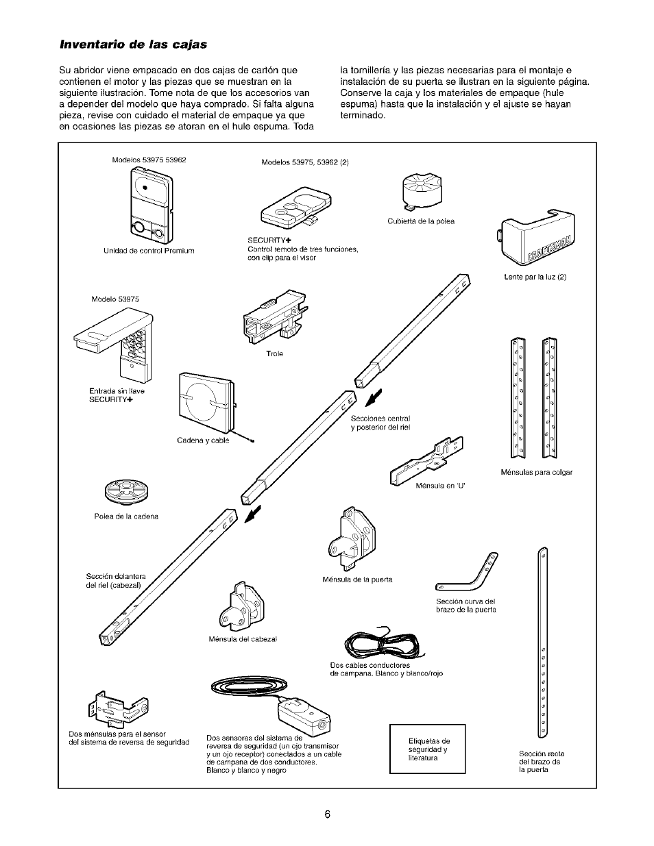 Inventarío de las caías | Sears 139.53975SRT1 User Manual | Page 44 / 76