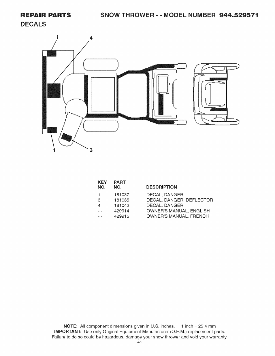 Sears 944.529571 User Manual | Page 41 / 48