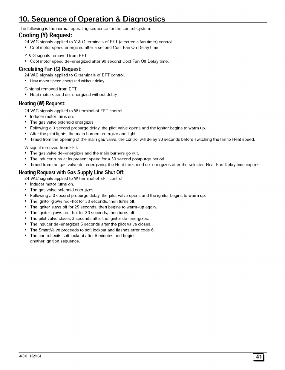 Sequence of operation & diagnostics, Cooling (y) request | Sears 9MPD125L20B1 User Manual | Page 41 / 63