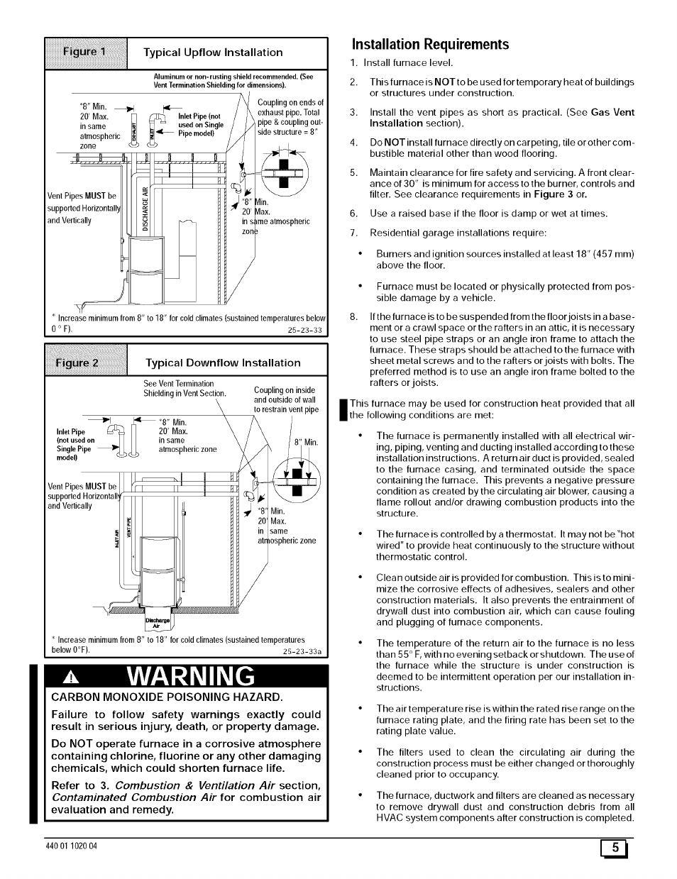 Warning, Installation requirements | Sears 9MPD125L20B1 User Manual | Page 5 / 63