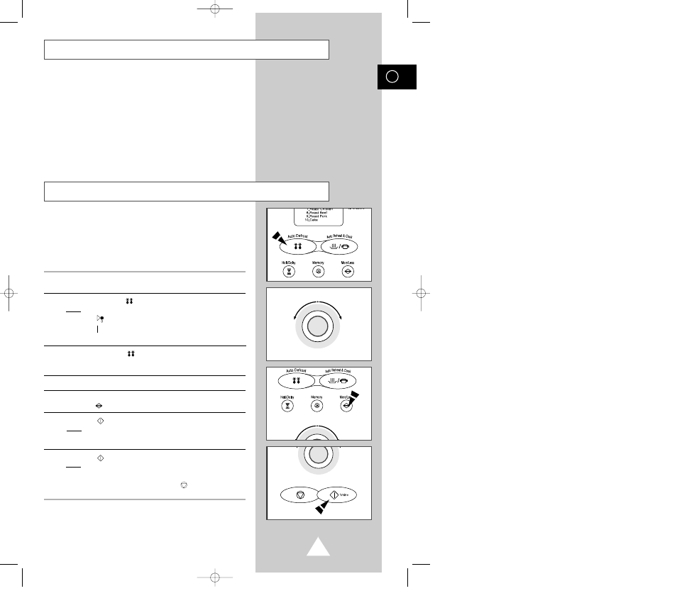 Using the auto defrost feature, Using a crusty plate | Samsung CE-115KSR User Manual | Page 17 / 37
