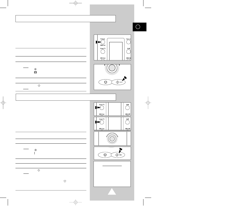 Preheating the oven cooking by convection | Samsung CE-115KSR User Manual | Page 21 / 37