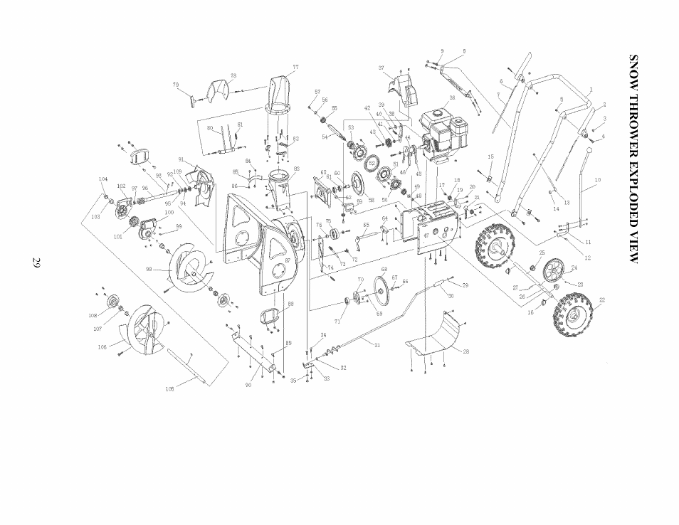 Snow thrower exploded view, V v'f\/ a w *4 a ! / -r' i ^ 'i, F ax | A^\ cr^a, 4 / xv w '■''3 .....r, 0 '>