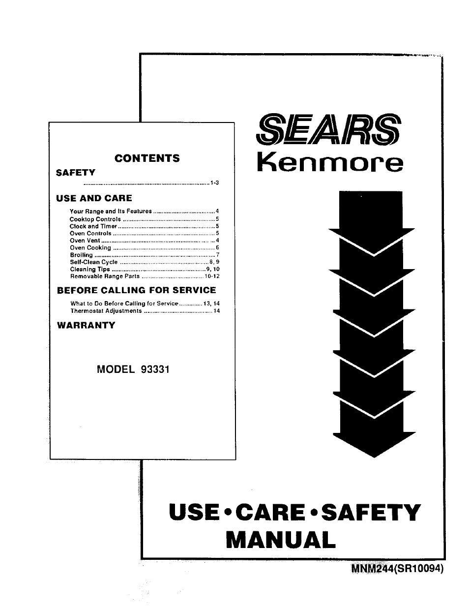 Sears KENMORE 93331 User Manual | 16 pages