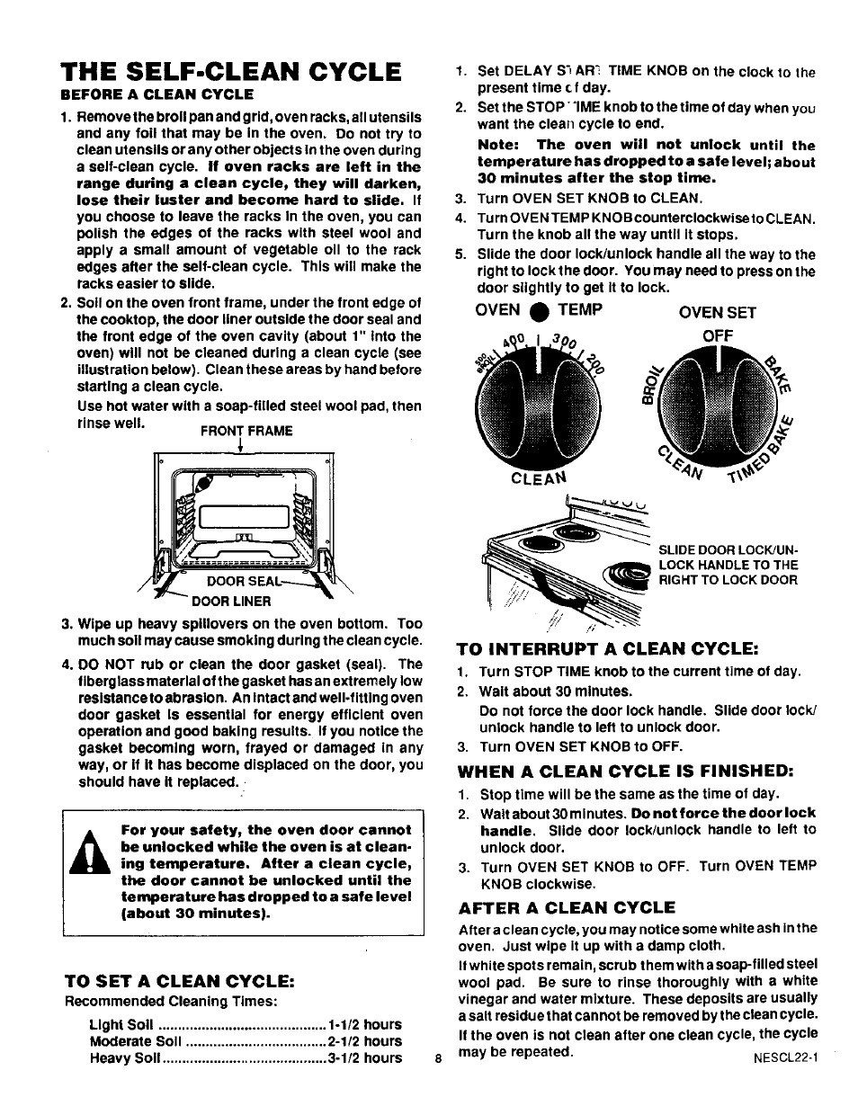 The self-clean cycle | Sears KENMORE 93331 User Manual | Page 9 / 16
