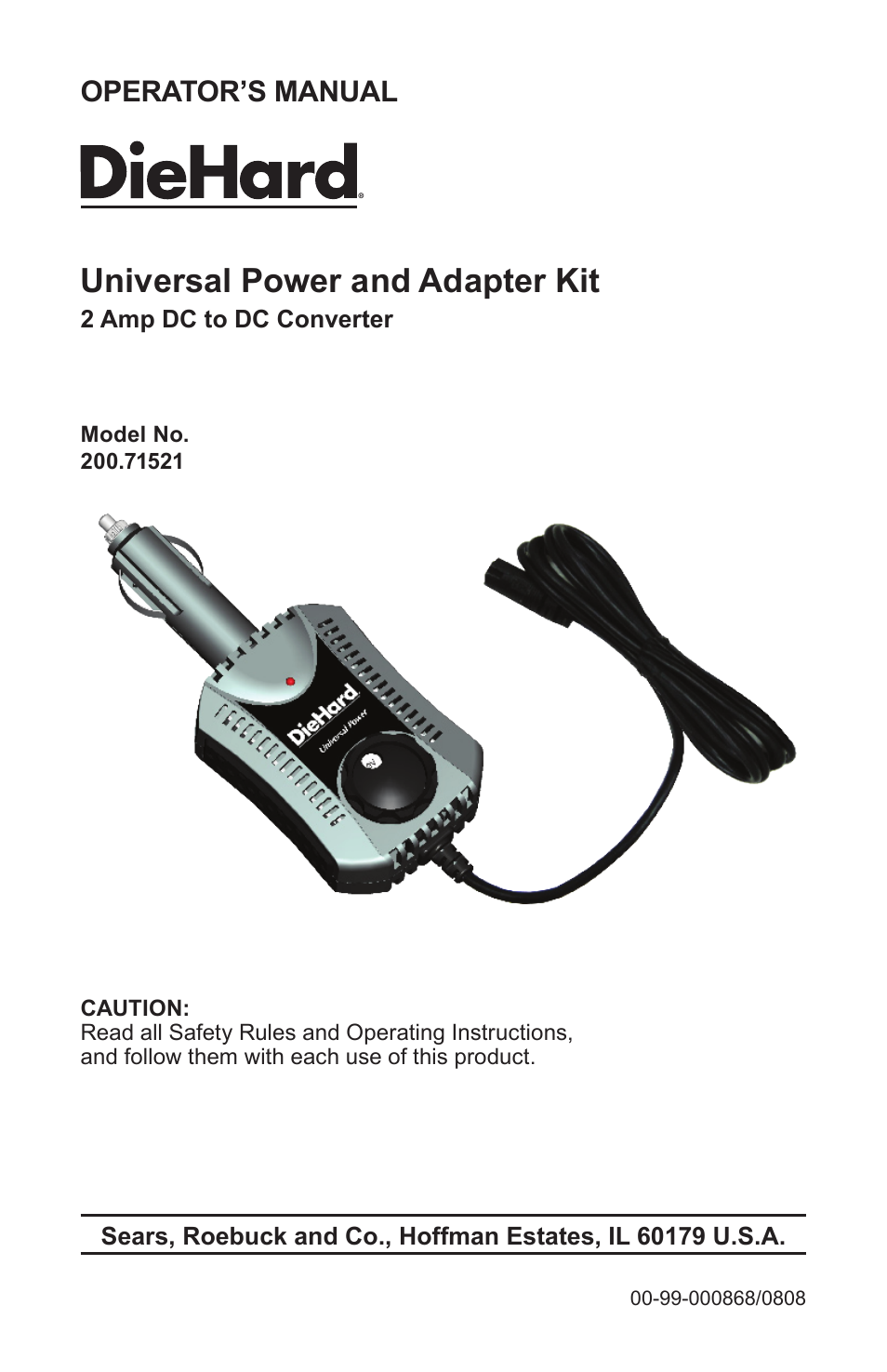 Sears 200.71521 User Manual | 8 pages