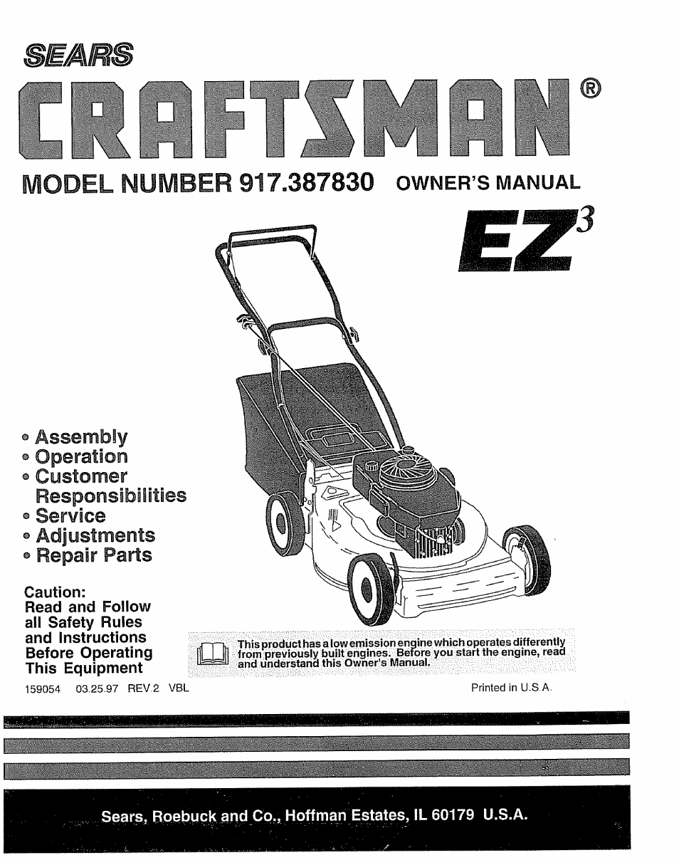 Sears 917.38783 User Manual | 22 pages