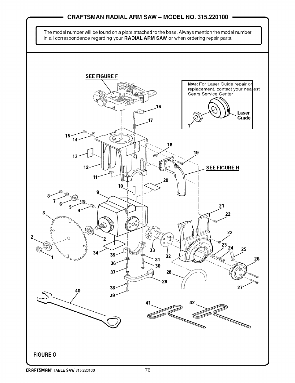 Sears 315.220100 User Manual | Page 76 / 86