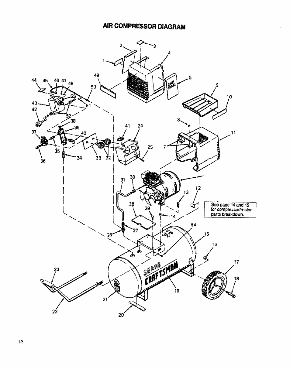 Air compressor diagram | Sears 919.15412 User Manual | Page 12 / 16