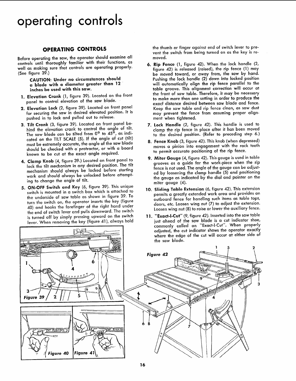 Operating controls | Sears 113.299131 User Manual | Page 16 / 32