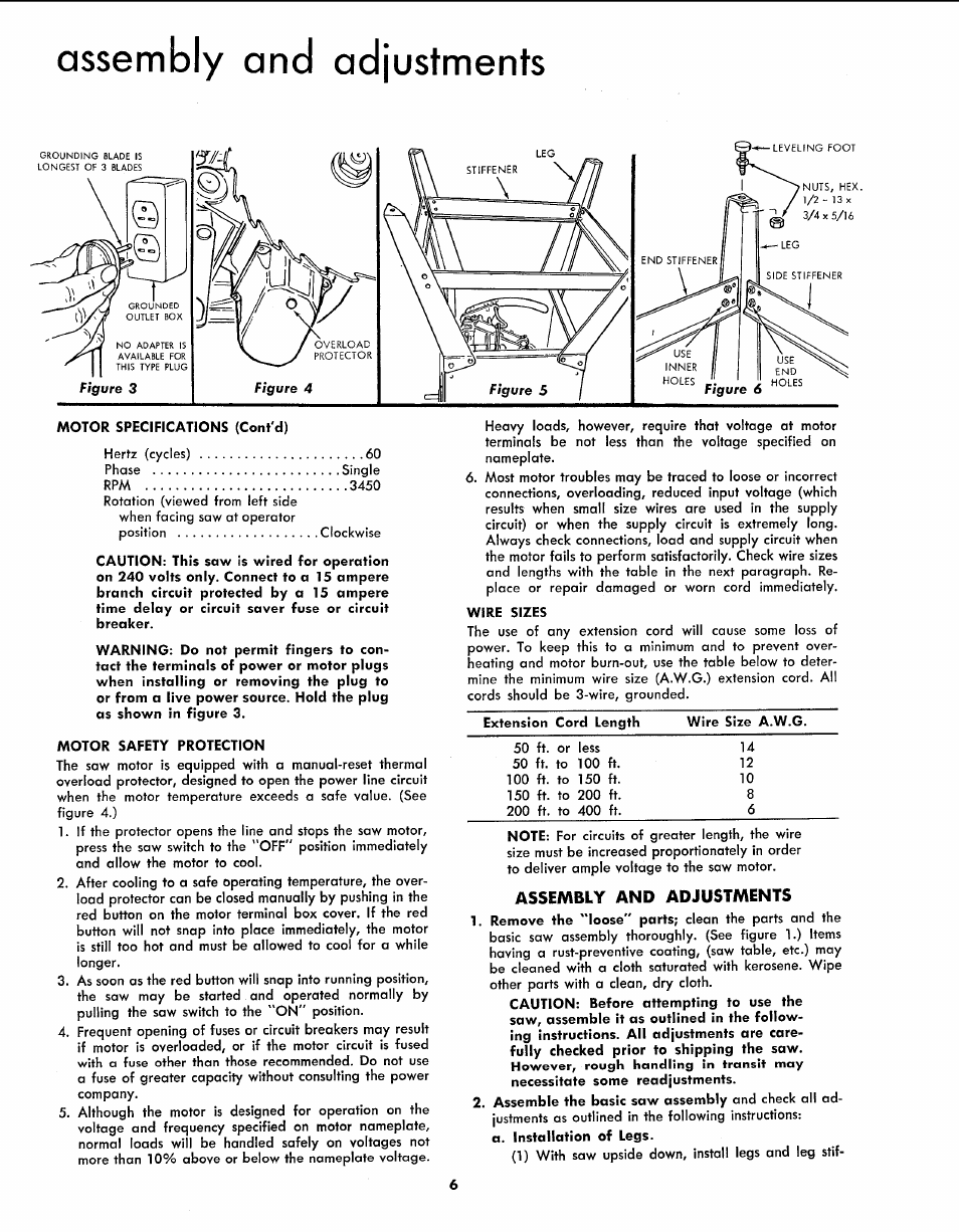 Assembly and adjustments | Sears 113.299131 User Manual | Page 6 / 32