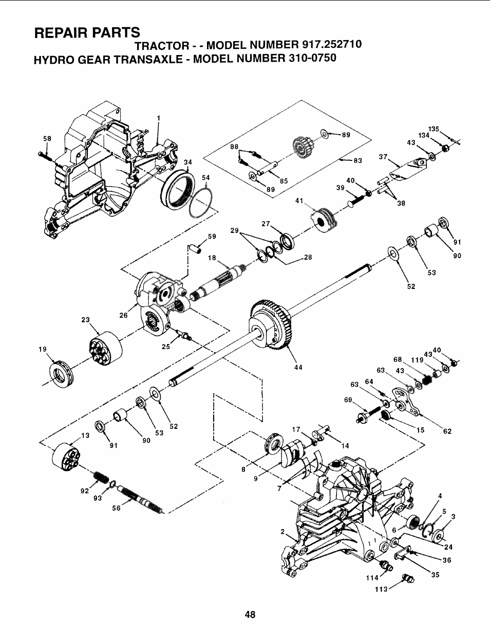 Repair parts | Sears 917.25271 User Manual | Page 108 / 120
