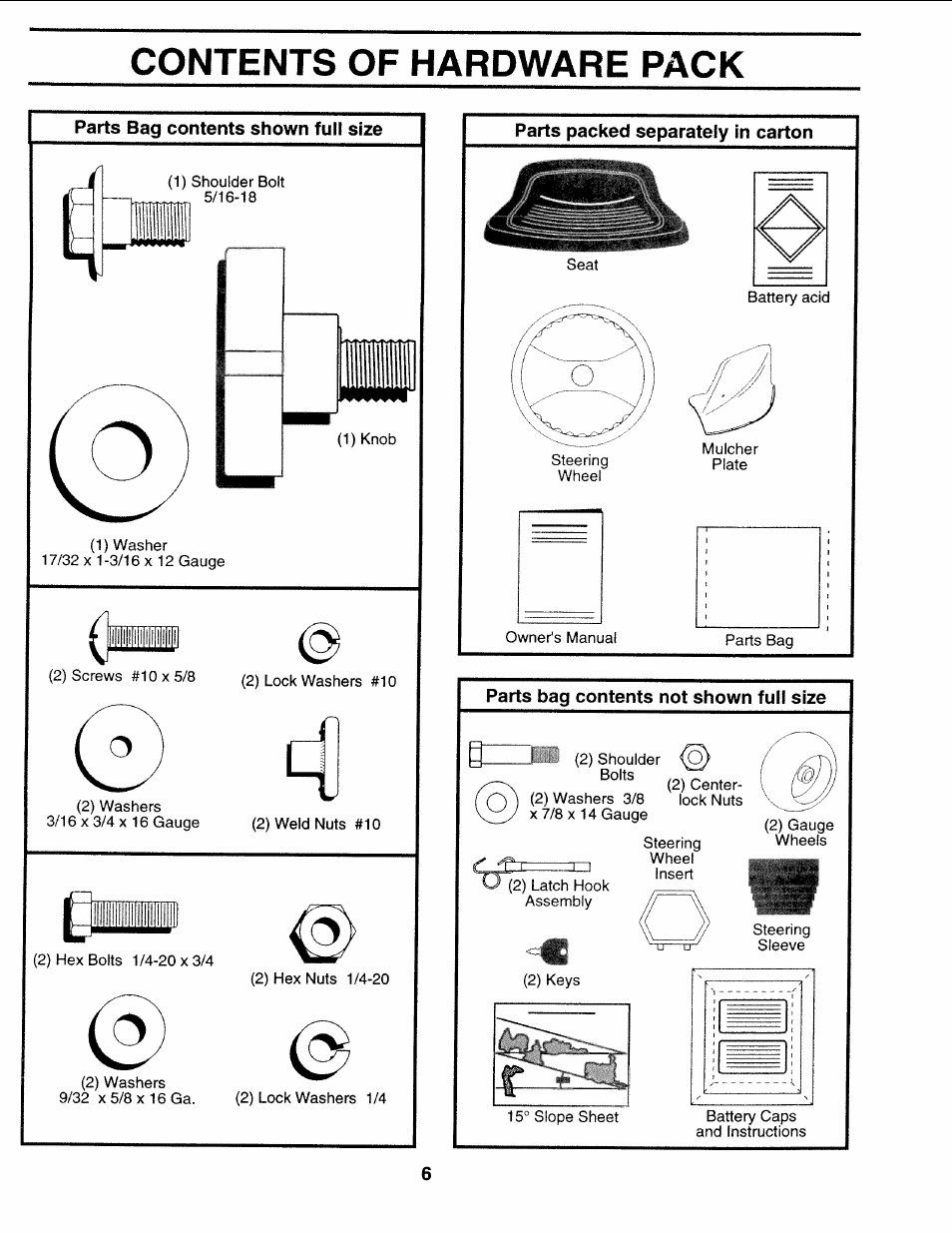 Contents of hardware pack | Sears 917.25271 User Manual | Page 66 / 120