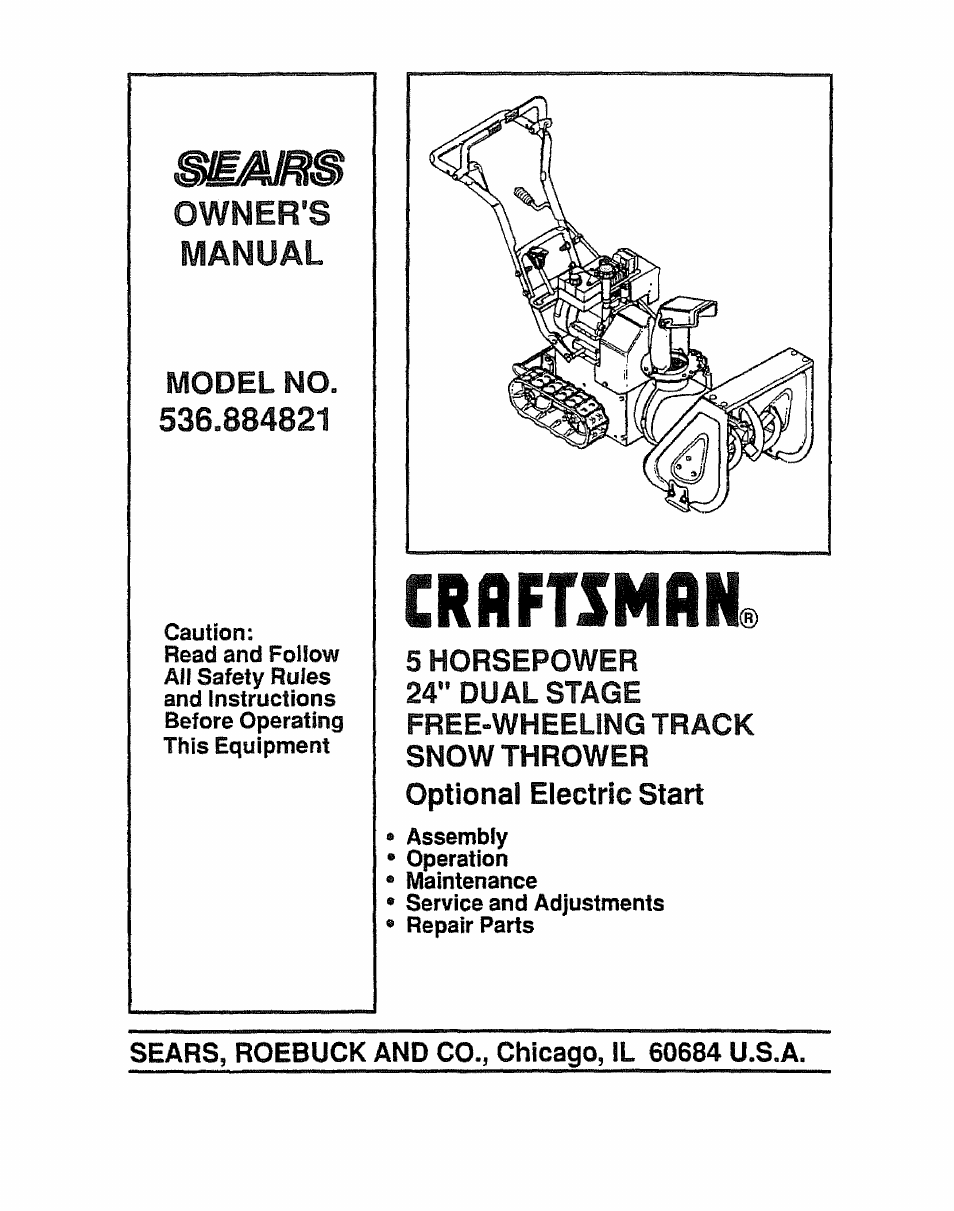 Sears 536.884821 User Manual | 44 pages