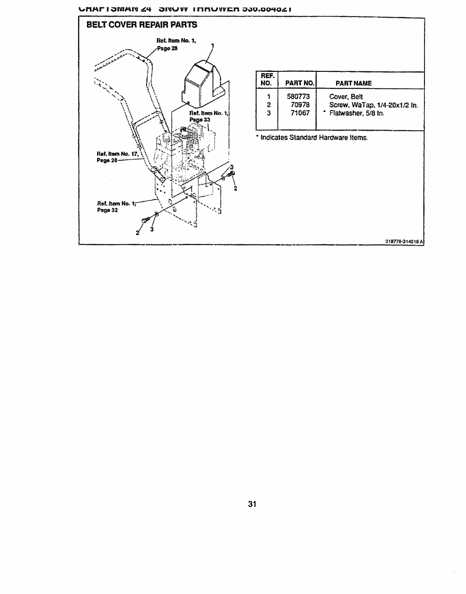 Beit cover rerwr rarts | Sears 536.884821 User Manual | Page 31 / 44