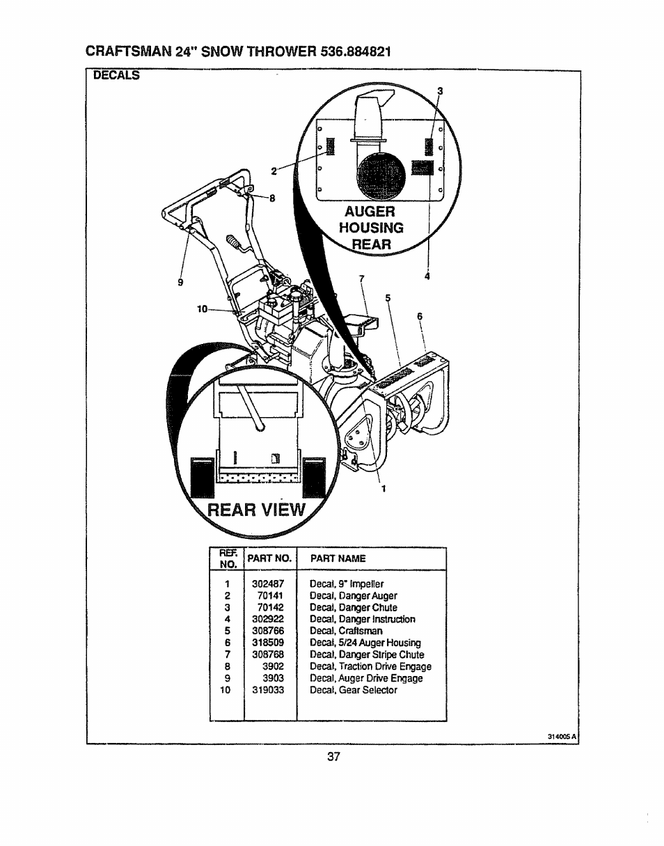 Decals, Craftsman | Sears 536.884821 User Manual | Page 37 / 44