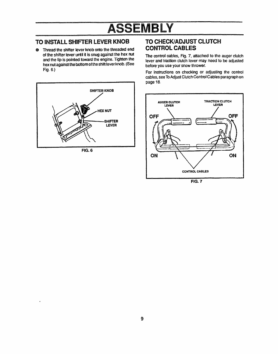 Assembly | Sears 536.884821 User Manual | Page 9 / 44