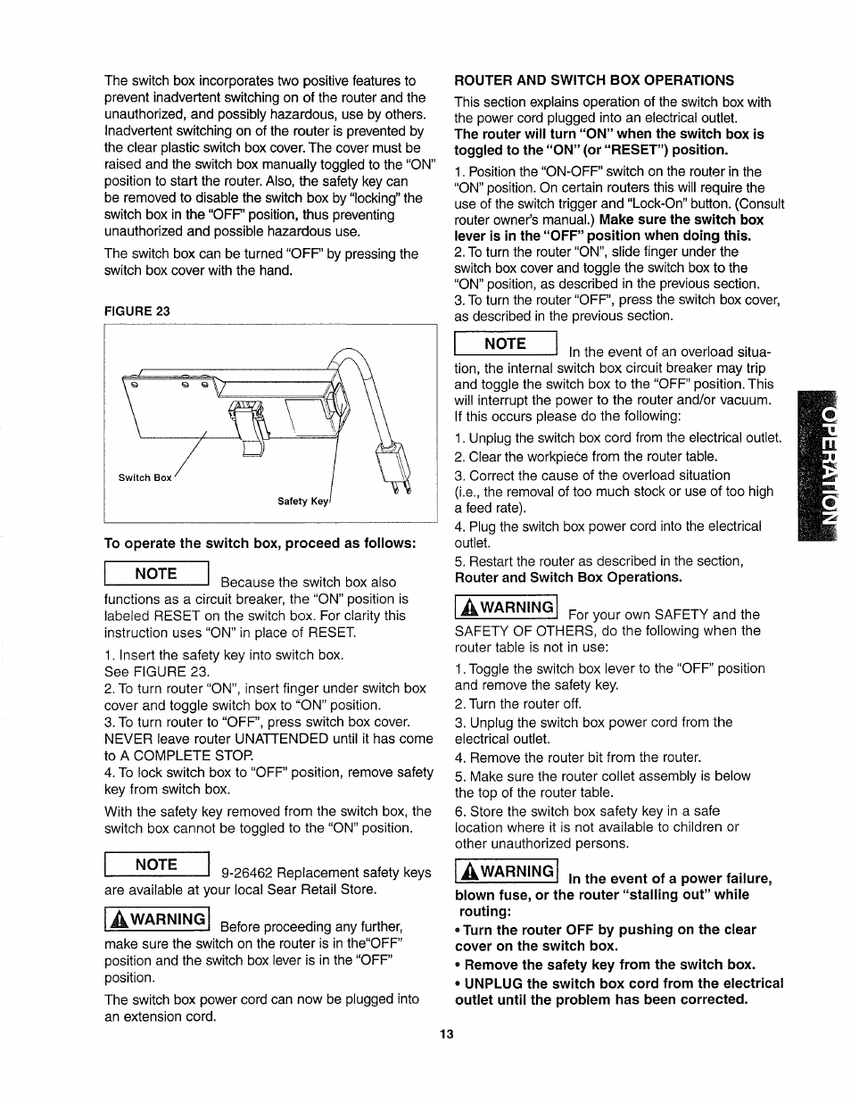Router and switch box operations | Sears 26462_0 User Manual | Page 13 / 22