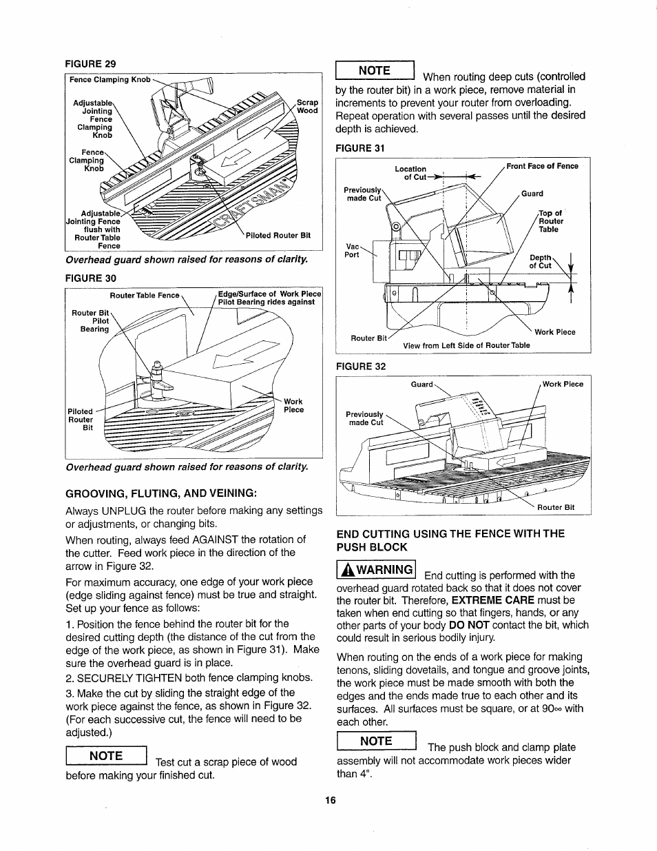 Grooving, fluting, and veining, End cutting using the fence with the push block | Sears 26462_0 User Manual | Page 16 / 22