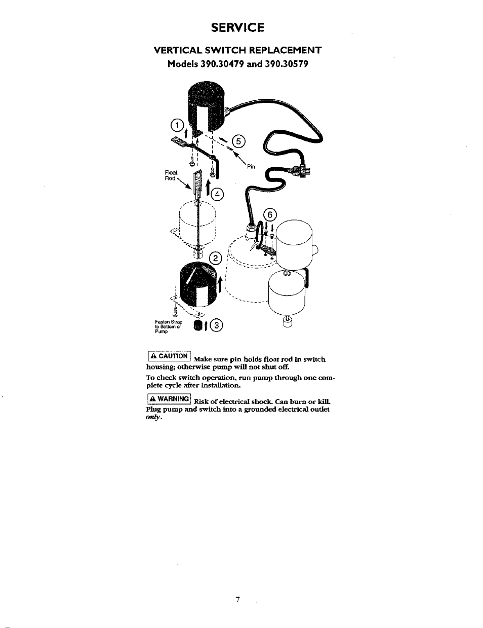 Service | Sears 390.30579 User Manual | Page 7 / 10