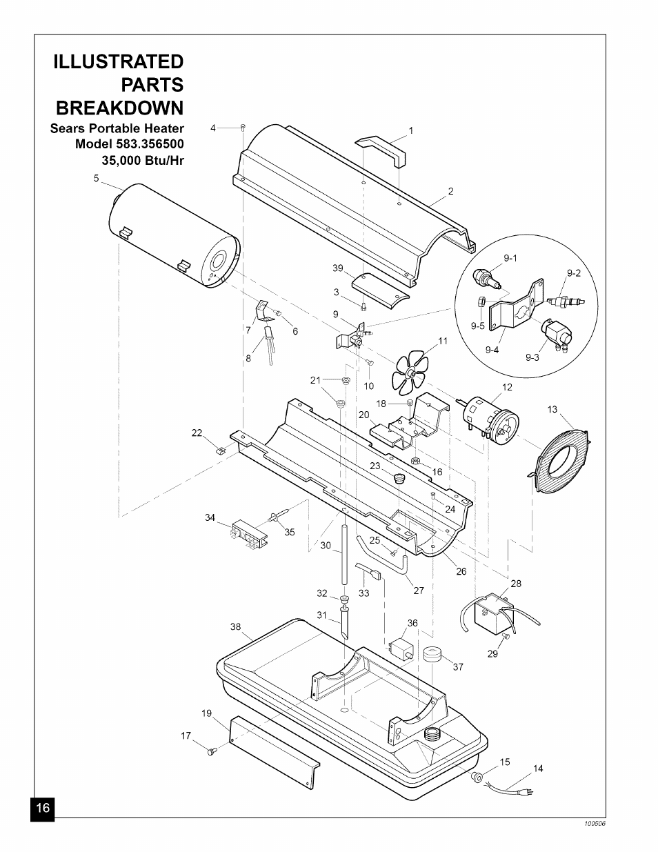 Illustrated parts breakdown | Sears 583.35683 User Manual | Page 16 / 24