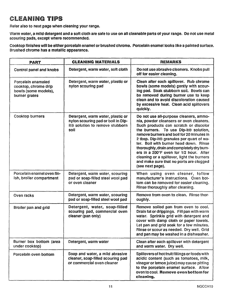 Cleanin© tips | Sears KENMORE 911.363209 User Manual | Page 12 / 18