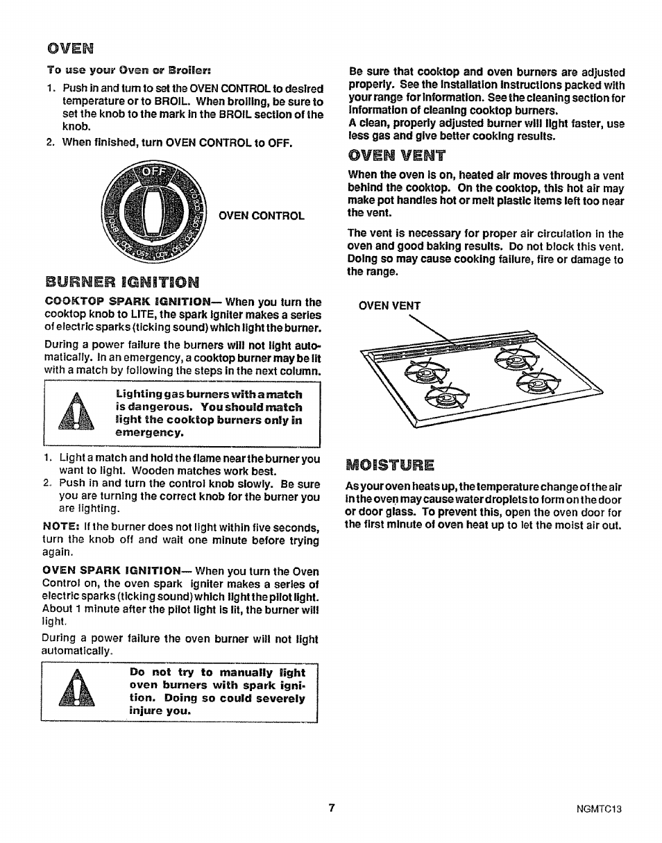 0¥em, Oven went, M0istür1 | Mumoh, Burner | Sears KENMORE 911.363209 User Manual | Page 8 / 18