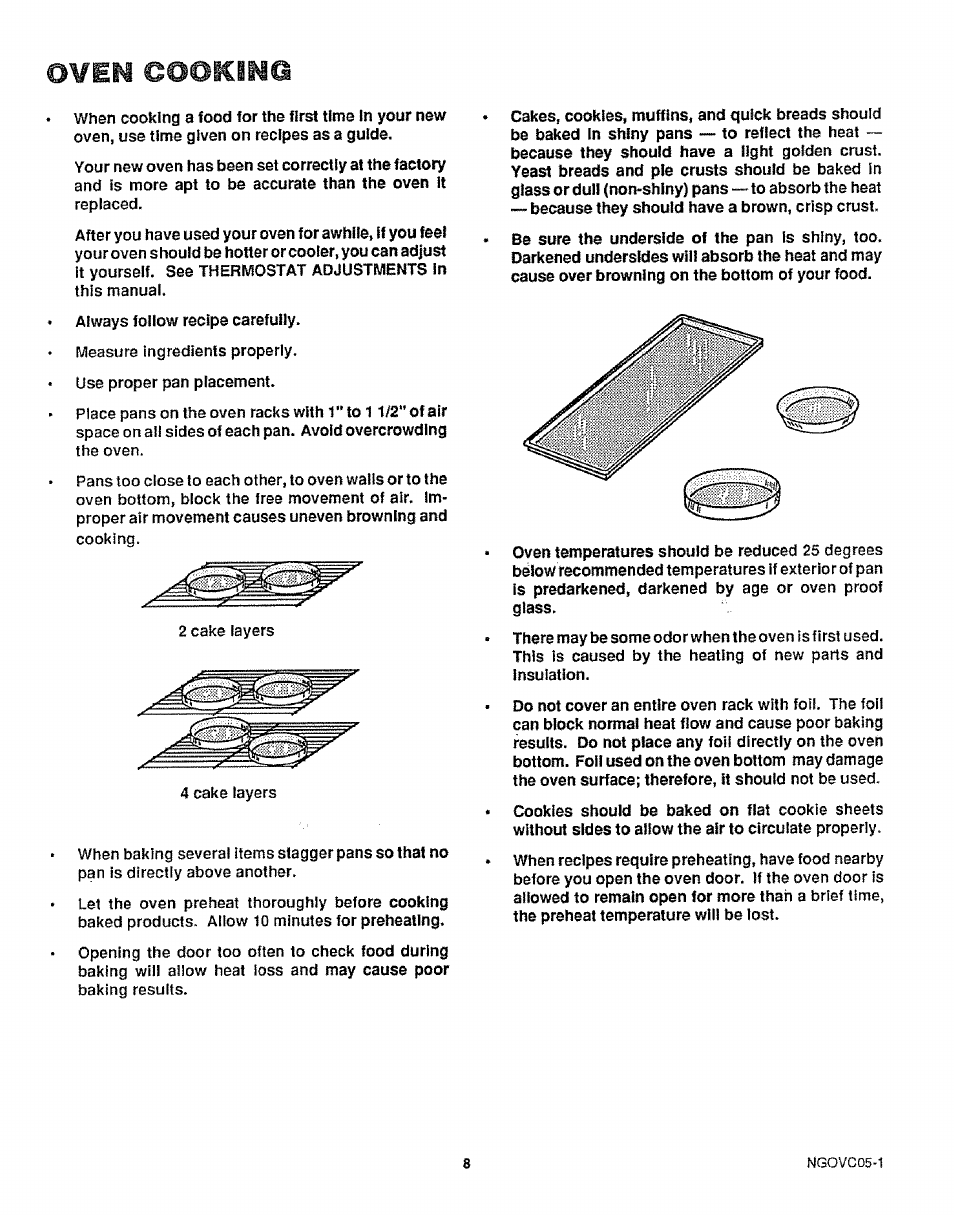 Oven cooking | Sears KENMORE 911.363209 User Manual | Page 9 / 18