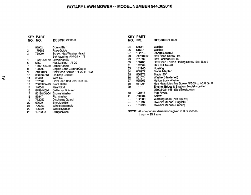 Sears 944.36201 User Manual | Page 19 / 24