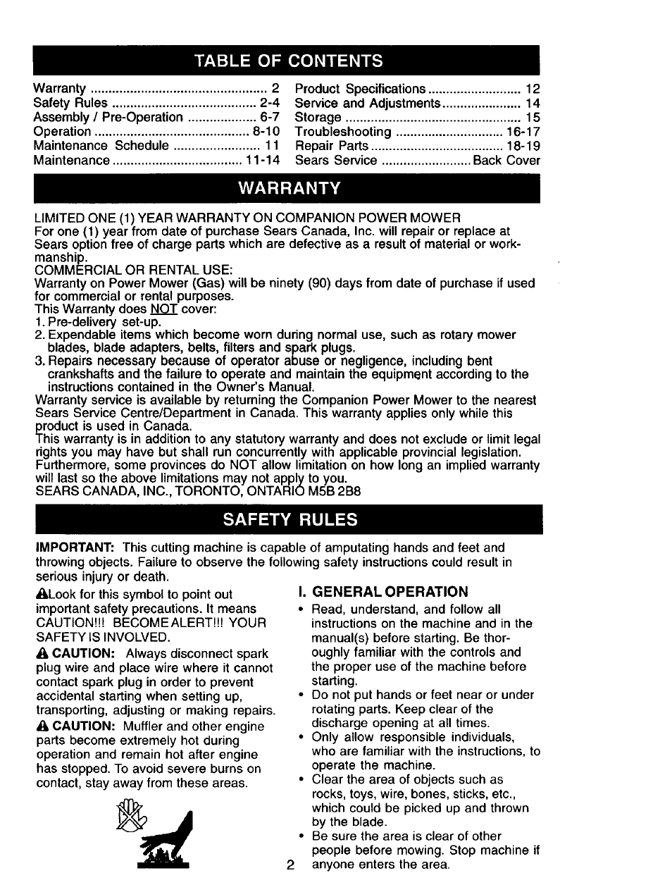 Sears 944.36201 User Manual | Page 2 / 24