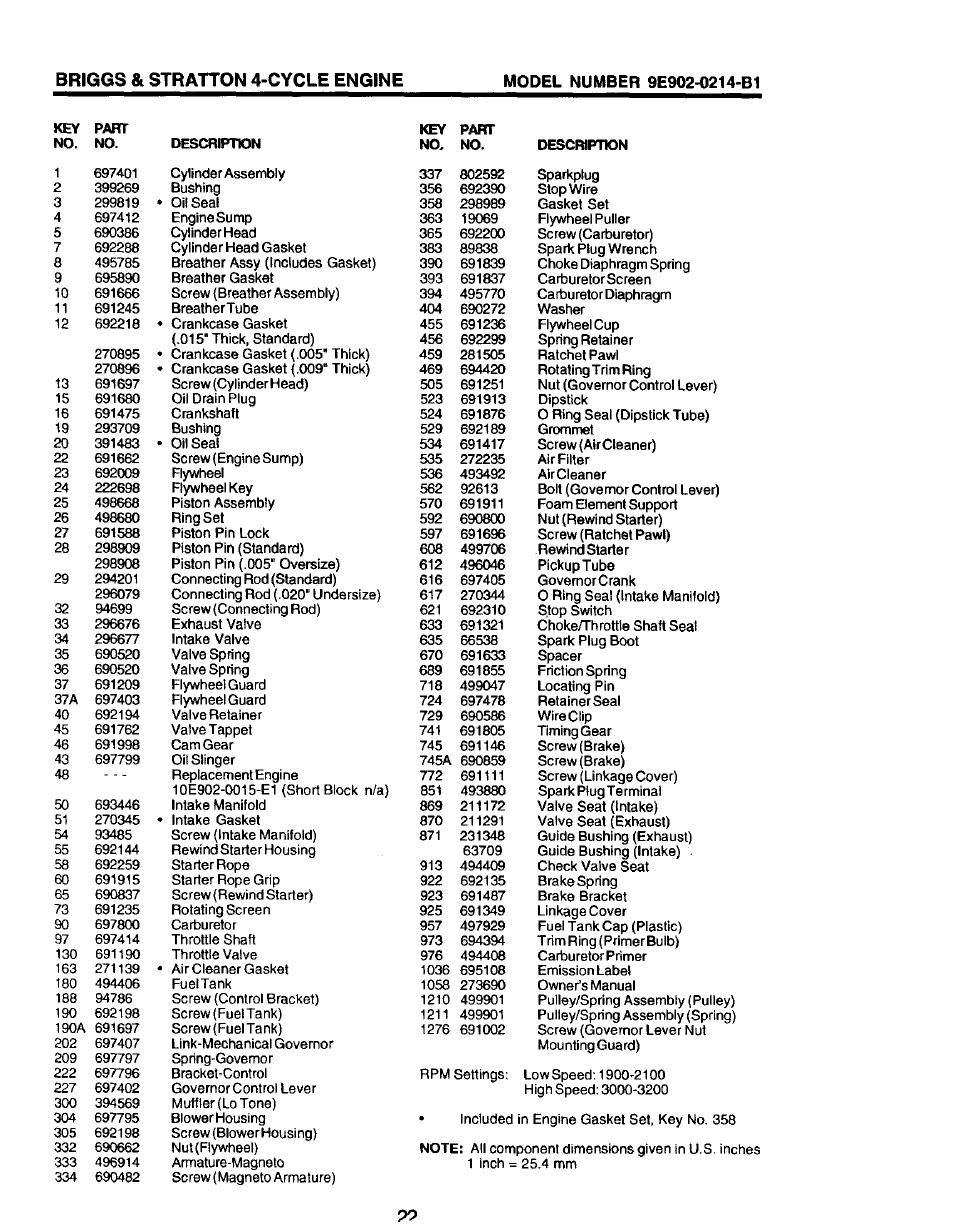 Briggs & stratton 4-cycle engine | Sears 944.36201 User Manual | Page 22 / 24