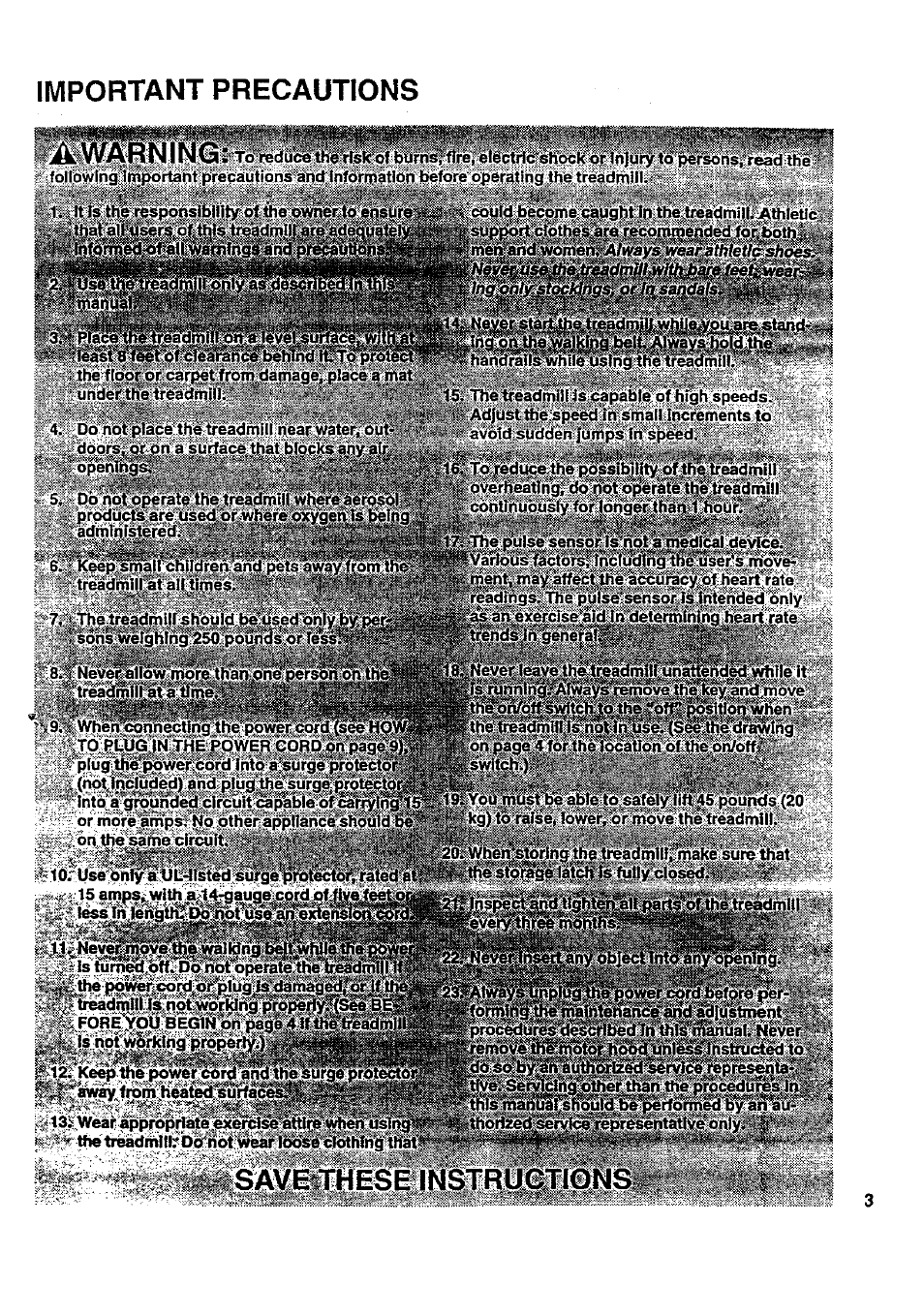 Important precautions, Savetthese instrugtjonsi^i | Sears PRO-FORM 831.297741 User Manual | Page 3 / 24