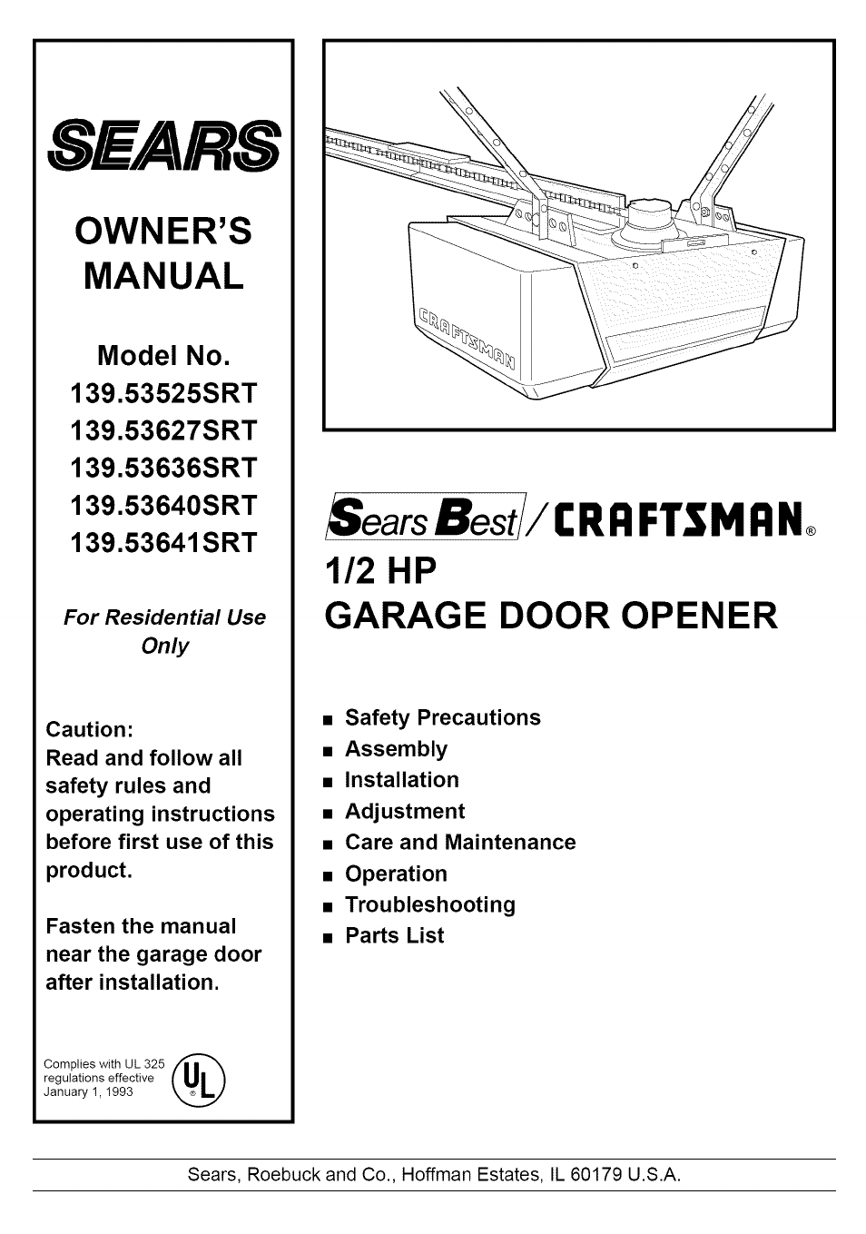 Sears CRAFTSMAN 139.53640SRT User Manual | 40 pages