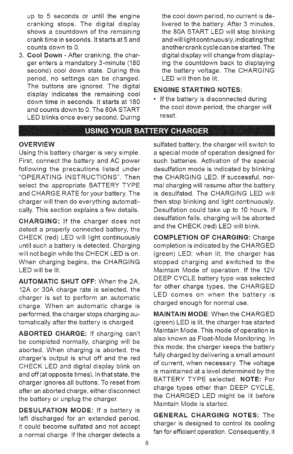 Using your battery charger | Sears 200.71225 User Manual | Page 8 / 16