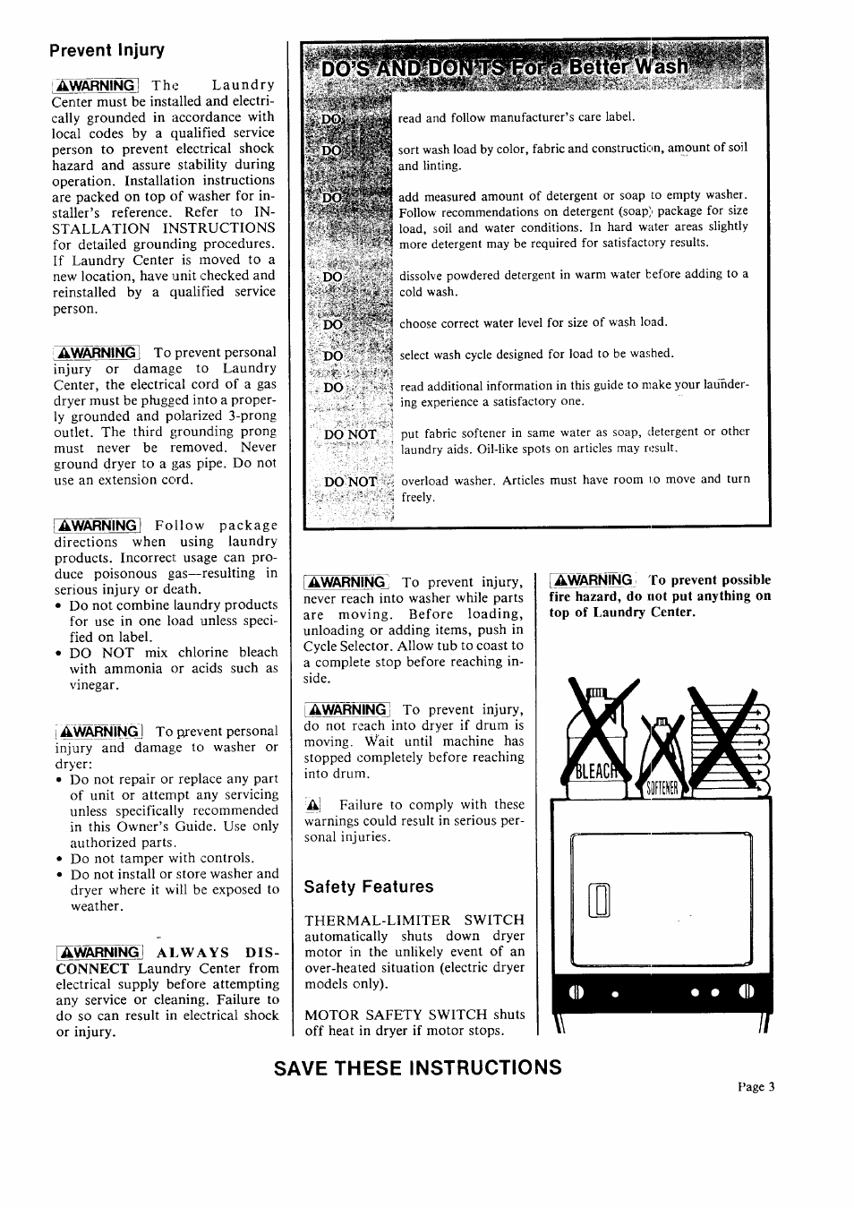 Save these instructions | Sears 93701 User Manual | Page 3 / 16