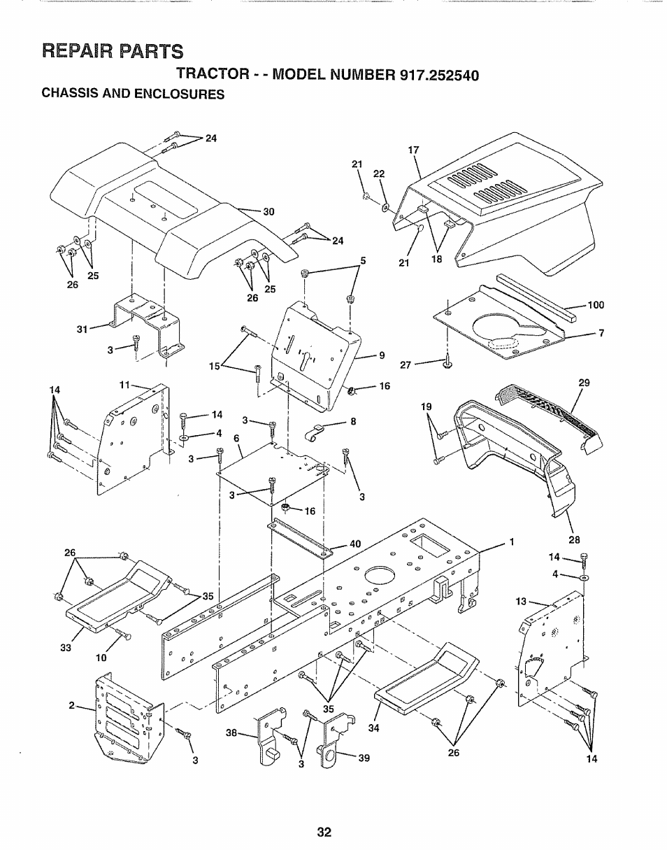Repair parts | Sears 917.25254 User Manual | Page 32 / 56
