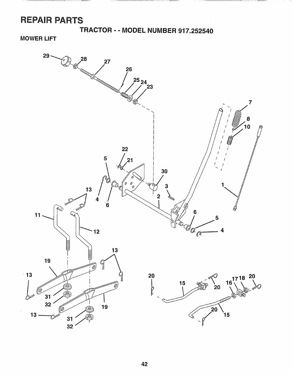 Repair parts | Sears 917.25254 User Manual | Page 42 / 56